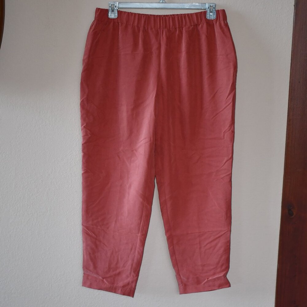 Macys Alfani Women's Rust Elastic Waist Soft Brushed Ankle Crop Pants Size L